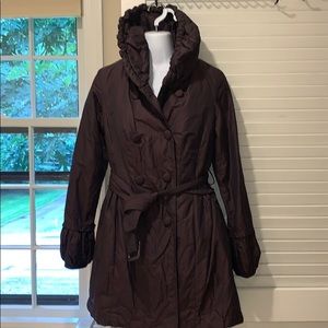 Dark magenta trench coat